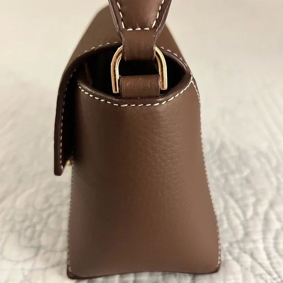 STRATHBERRY Mosaic Nano Leather Top-Handle Handbag Crossbody in Chocolate Brown - Picture 4 of 16